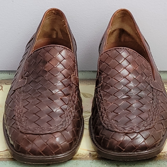 Talbots Vintage Brown Woven Leather Loafers Size 7 - Picture 7 of 13